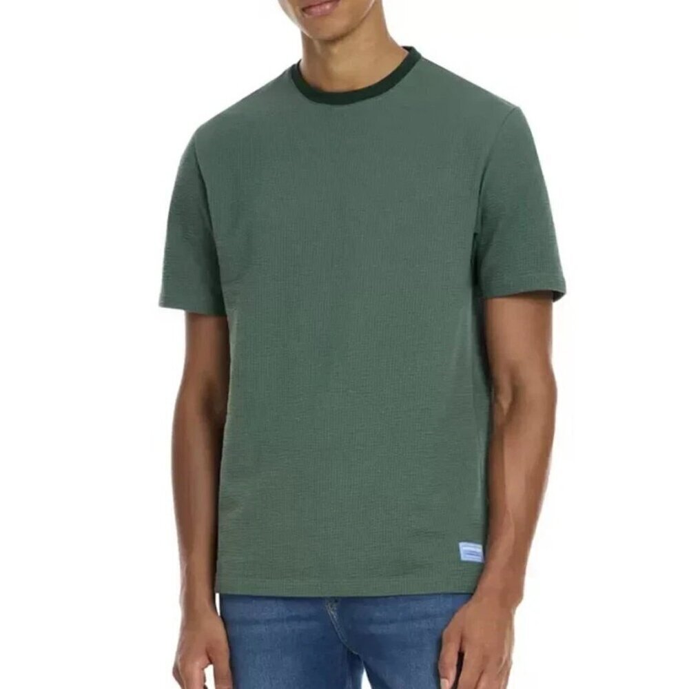 NEW Scotch & Soda Men's XL Green Textured Crew Neck T-Shirt Cotton Elastane